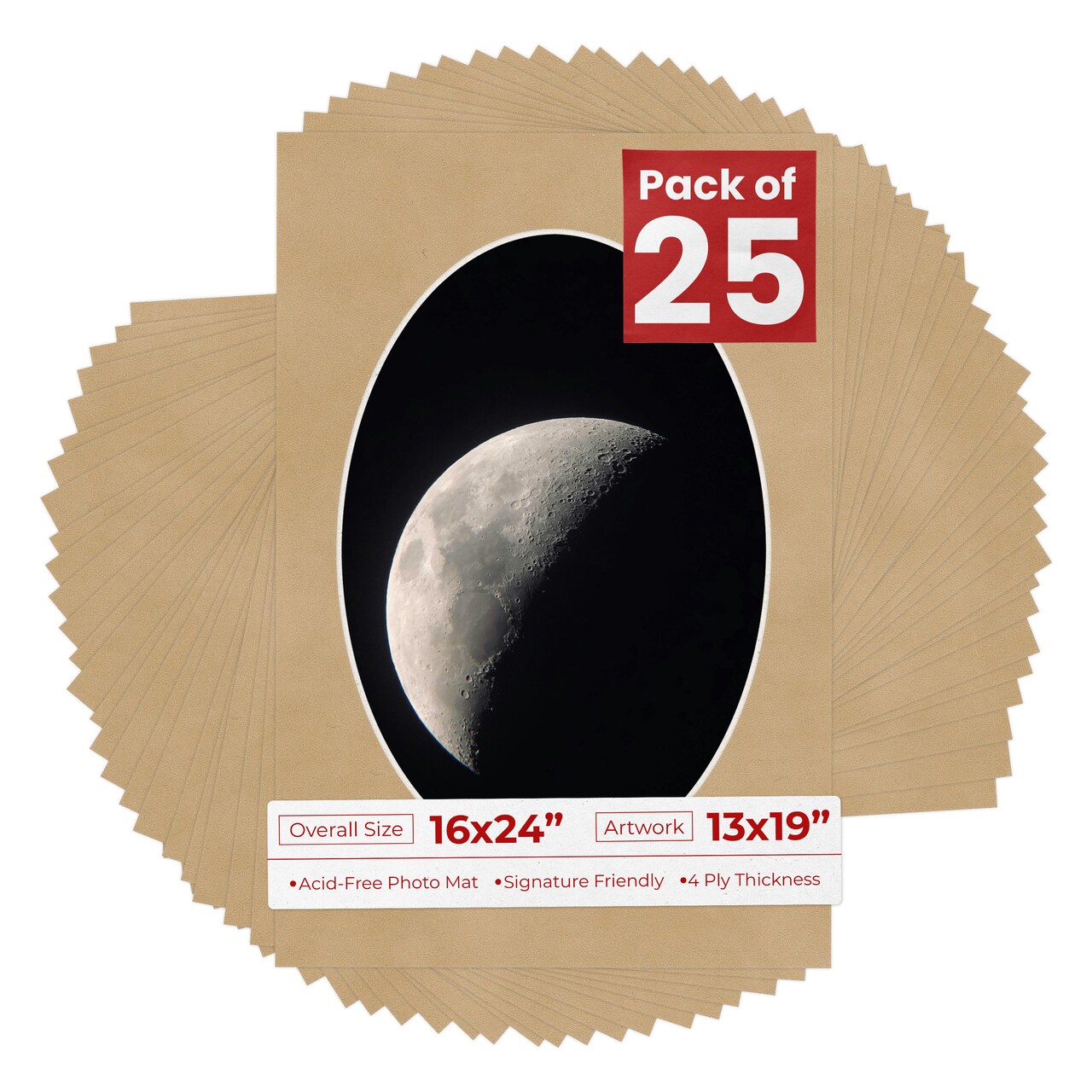 Beige Suede Mat Board for 16x24 Frames - Oval Opening for 13x19 Photos